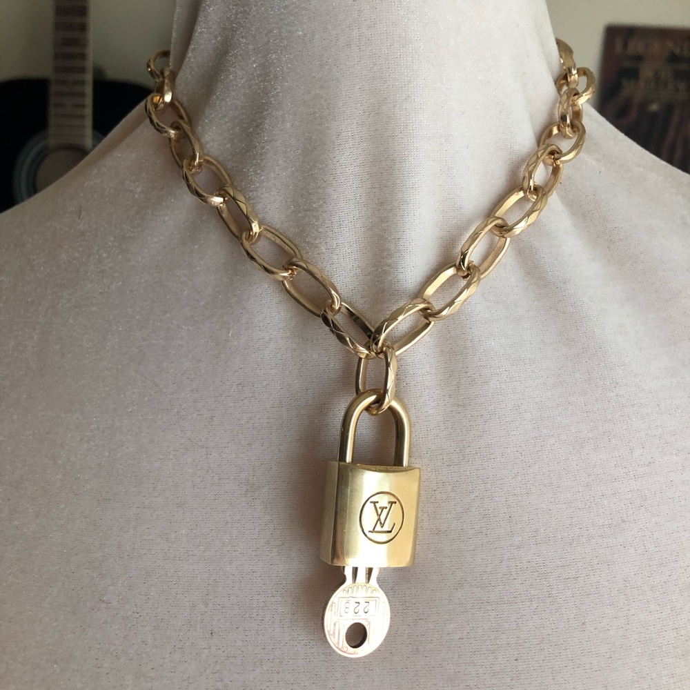 Authentic Louis Vuitton Padlock and Key necklace